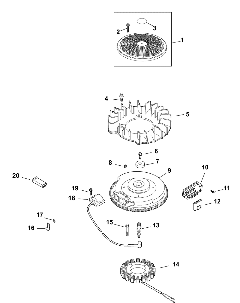 Kohler Cv670-0013 Ignition And Electrical Diagram and Parts List for ENFORCER48 53AH3AGN050-22HP Cub Cadet Lawn Tractor